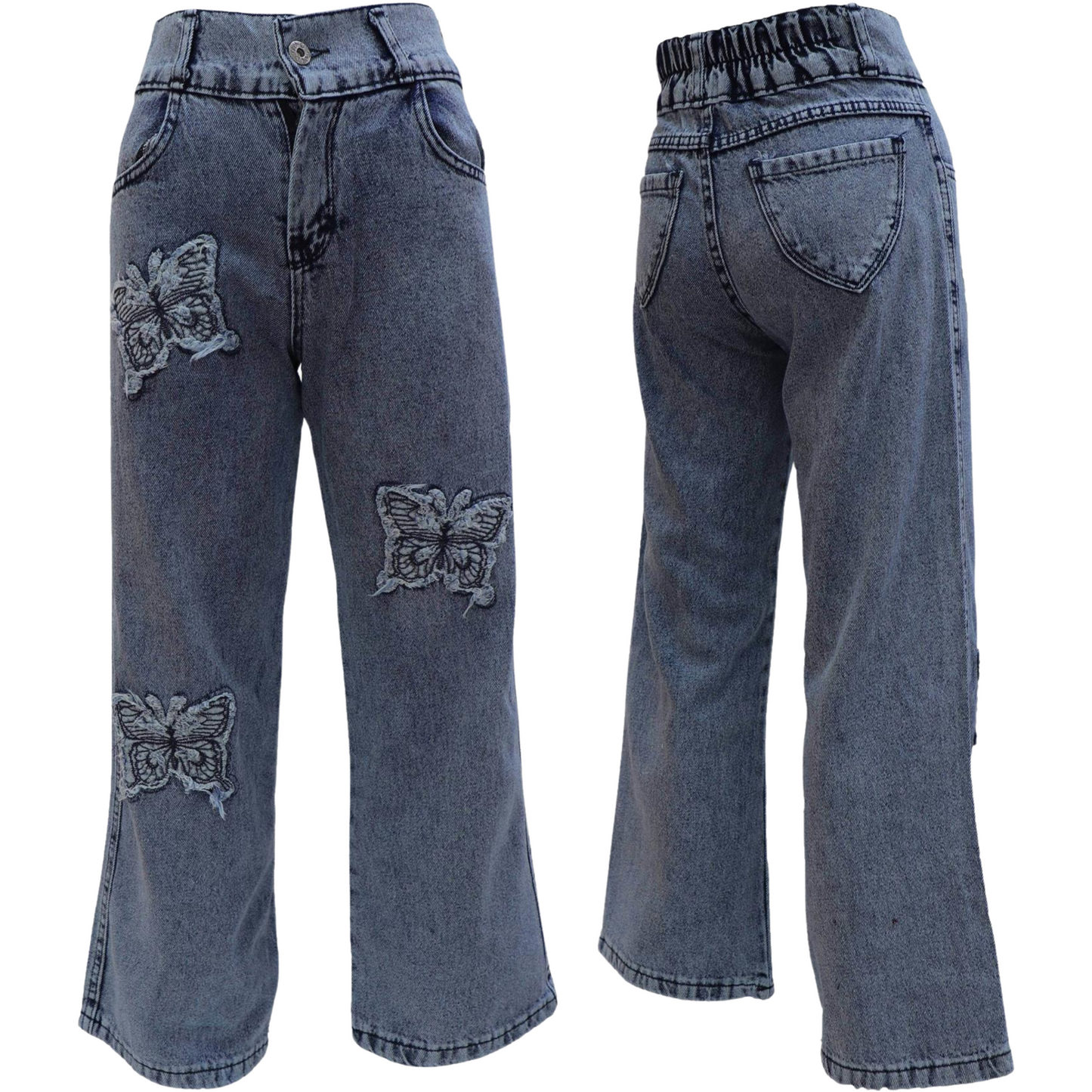 Butterfly Embroidered Teen Jean